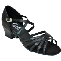 Comfort Strappy Ladies Dance Sandal  Black Leather Wide - Womens Shoes | Blue Moon Ballroom Dance Supply