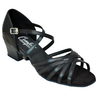 Comfort Strappy Ladies Dance Sandal  Black Leather Wide - Womens Shoes | Blue Moon Ballroom Dance Supply