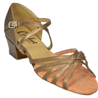Comfort Strappy Ladies Dance Sandal  Bronze Leather - Womens Shoes | Blue Moon Ballroom Dance Supply