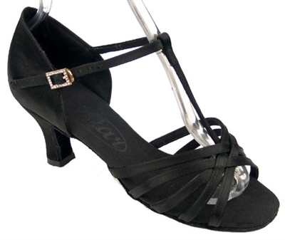 SDS Scorpio Black Satin Wide Width 2.2" Heel | Blue Moon Ballroom Dance Supply