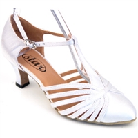 SDS Melaina White Satin 2.2" Cuban Heel Shoe | Blue Moon Ballroom Dance Supply