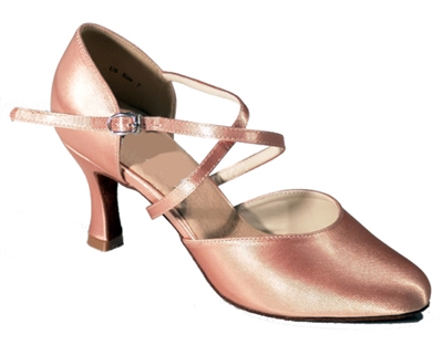 SDS Sagittarious Flesh Satin Narrow Width  2.5" Heel Shoe | Blue Moon Ballroom Dance Supply