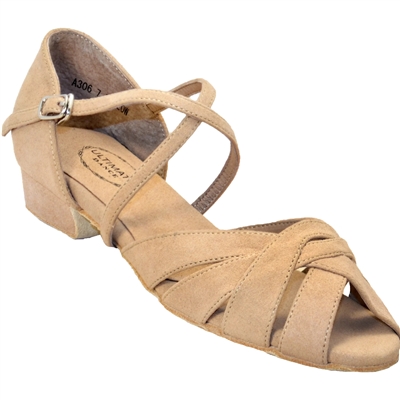 Ultimate Wrapstar Beige Micro suede - Ladies Cuban and Practice Heels | Blue Moon Ballroom Dance Supply