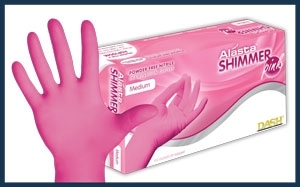 Alasta Shimmer Pink Nitrile Exam Gloves
