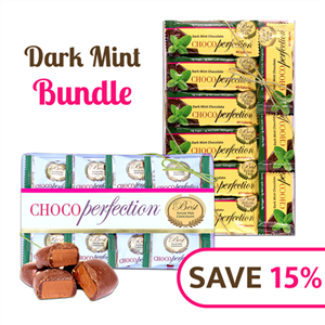 30 Dark Mint Mini Chocolate Bar Gift Box, 12 Dark Mint Truffles 14g