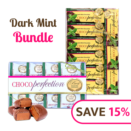 30 Dark Mint Mini Chocolate Bar Gift Box, 12 Dark Mint Truffles 14g