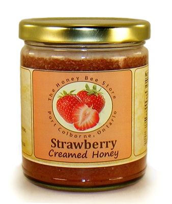 Creamed Flavoured honey with real strawberries.