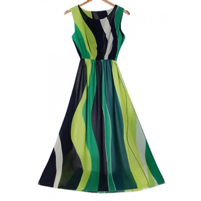 Green Multi Sleeveless Dress