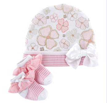 Baby Girl Cap and Sock Gift Set
