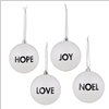 Hope, Love, Joy and Noel Christmas Ornaments