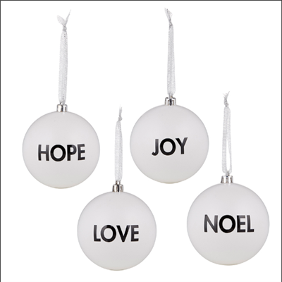 Hope, Love, Joy and Noel Christmas Ornaments