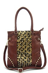 Black Leopard Rhinestone Tote