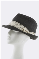 Black Lace bow woven Fedora