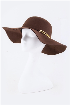 Chain Accent Felt Floppy Hat