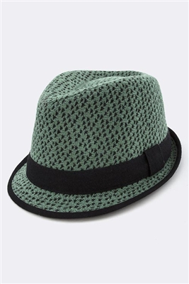 Green Patterned Fedora