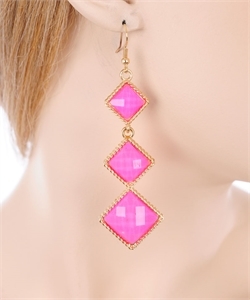 Three Level Frame & Acrylic Diamond Shape Earring