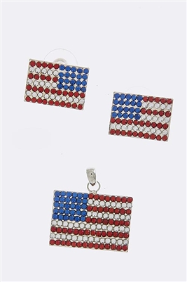 Crystal flag necklace and earring set