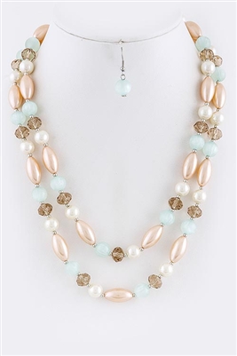Pearl layered necklace and earring set