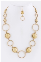 Beige and Gold Round Circle Necklace Set