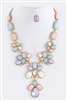 Multi Color Floral crystal fringe necklace set