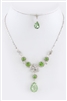 Green Teardrop floral necklace and earring set