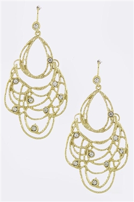 Fashion Gold Etched teardrop link earrings