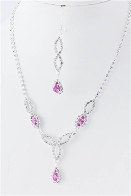 Pink Crystal droplet necklace