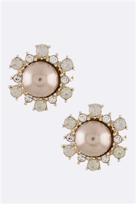 Rose/Pearl sunflower shape earrings