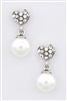 Silver/Pearl dangle heart earrings