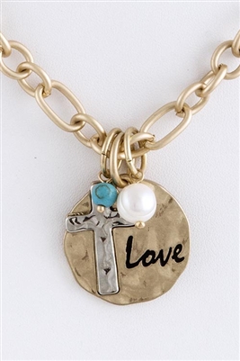 Love Cross Pendant Necklace Set