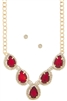 Faceted Red Stone with Rhinestone Necklace Set