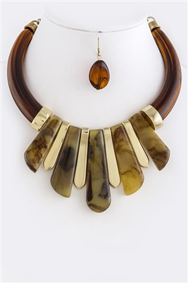 Earth Tone Bib Necklace Set