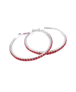 Fashion Silver Red Hoop Earrings