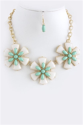 Mint Floral Necklace Set