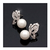 Fashion Butterfly Pearl Accent Earrings