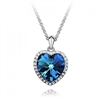 Blue Heart Necklace with Rhinestone Accents