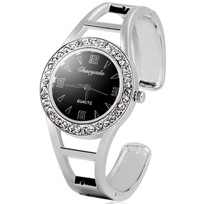 Quartz Bracelet Watch with Cubic Zirconia Accents