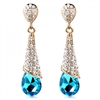 Blue Rhinestone Gem Drop Earrings