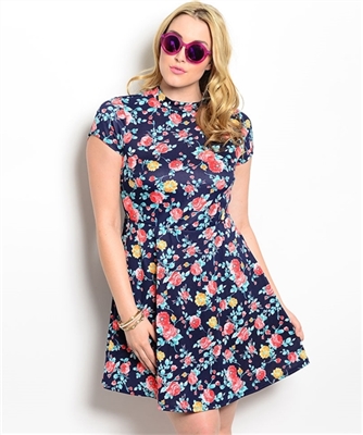 Navy Blue Flower Dress