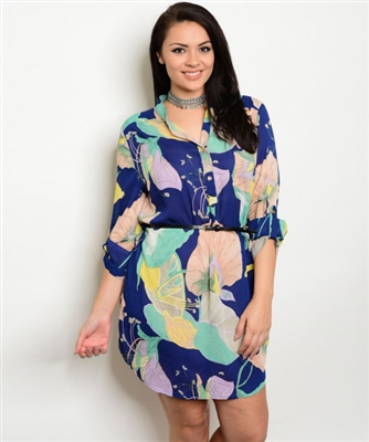 Navy Mint Taupe Plus Size Dress