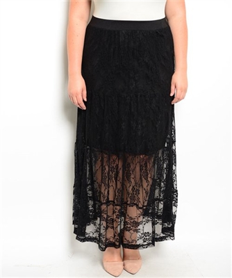 Black Lace Plus Size Skirt