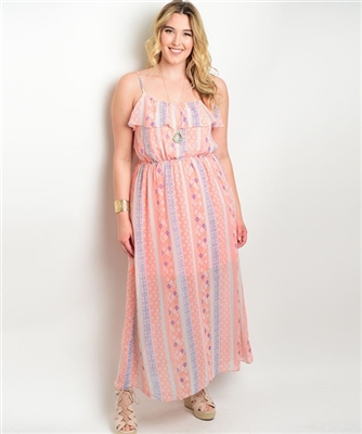 Peach Plus Size Maxi Dress