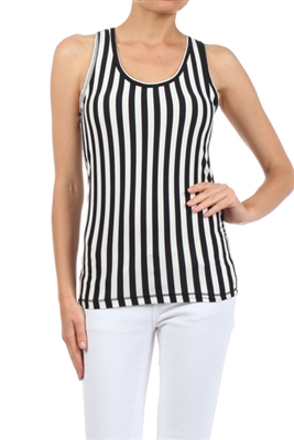 Black/White Striped Tank Top with a Racerback