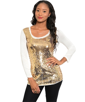 Ivory with Gold Sequins Top