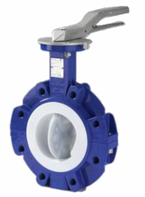 Butterfly Valve Lug 2" ANSI150lbs, WCB/PTFE-T/Vi/PFA-encaps.; 14 dia.- SP11-F07, with lever