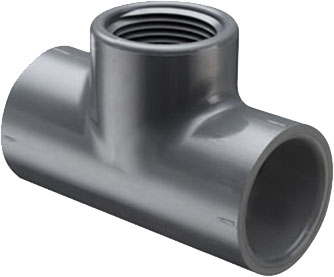 3/4" PVC SCHEDULE 80 TEE SOCKET x SOCKET x FEMALE PIPE THREAD FITTING