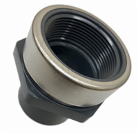 1 1/2" PVC SCHEDULE 80 FEMALE ADAPTER SPIGOT x FEMALE PIPE THREAD STAINLESS STEEL REINFORCED FITTING