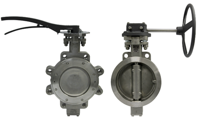 2" HIGH PERFORMANCE BUTTERFLY VALVE LUGGED STYLE CLASS 150 WCB BODY CF8M DISC THIN FILM MEMBRANE LEVER OPERATOR