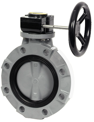 2 1/2" BUTTERFLY VALVE WITH PVC BODY PVC DISC EPDM LINER AND SEALS HANDWHEEL GEAR OPERATED FITTING