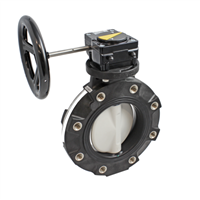 3" BUTTERFLY VALVE WITH PVC BODY LUGGED POLYPROPYLENE DISC NITRILE LINER AND SEALS HANDWHEEL GEAR OPERATED FITTING